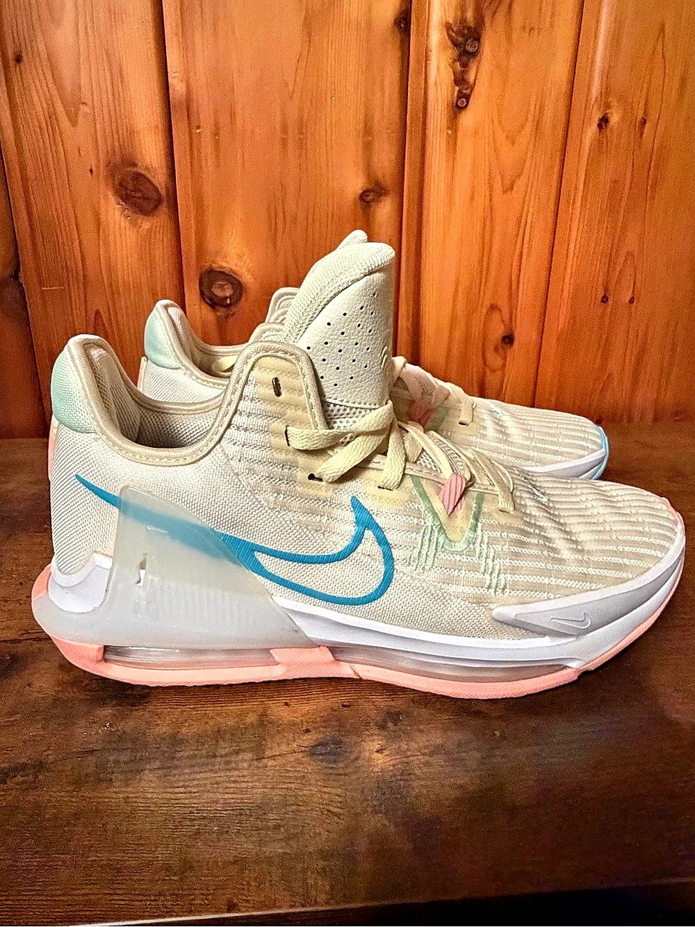 Nike LeBron Witness 6 Athletic Shoes Cream & Pink Men's 10 (Easter egg special)